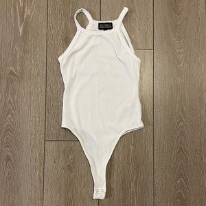 Danielle Bernstein White Ribbed Bodysuit